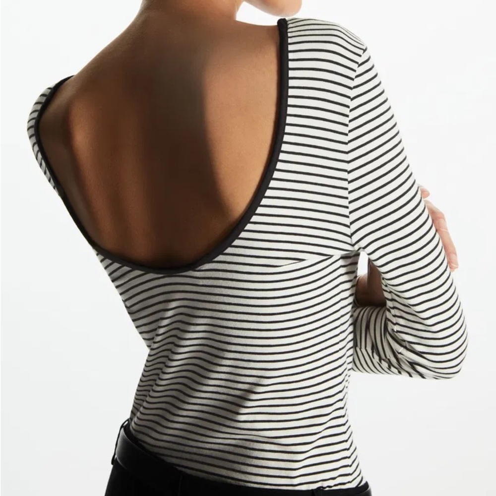 NWT COS Black and White Striped Long Sleeve Top Low Back size XS